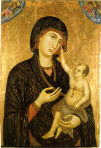 성모자상(Madonna and Child)(1290-1300), 두치오 디 부오닌세냐(Duccio di Buoninsegna) — 성탄 미술 작품, 예수를 바라보다