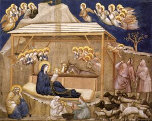 예수의 탄생, Nativity(1315–1320년경),조토 디 본도네(Giotto di Bondone) 및 공방, 성 프란체스코 대성당 하부성당 소장 — 성탄 미술 작품, 예수를 바라보다